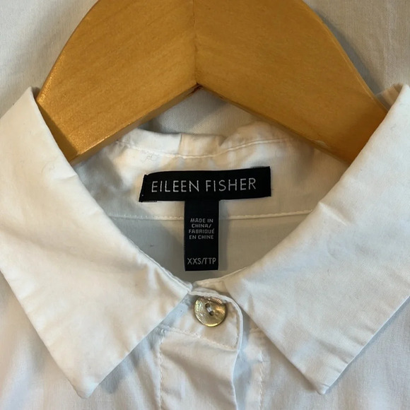 Elieen Fisher Oversized Trapeze Long Sleeve Mother of Pearl Collared Button Up - Picture 2 of 5